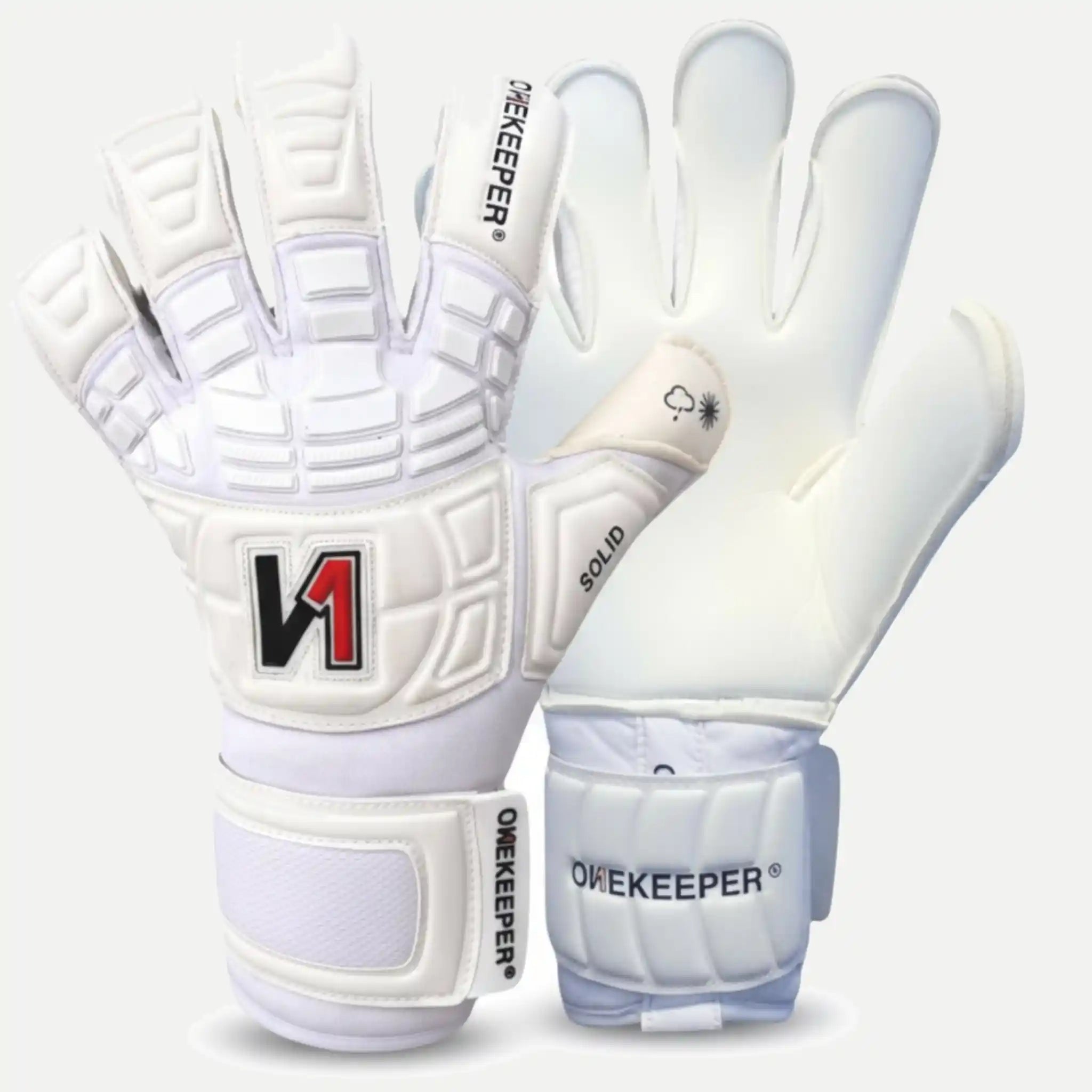 ONEKEEPER Solid White GK Gloves + Finger Saves