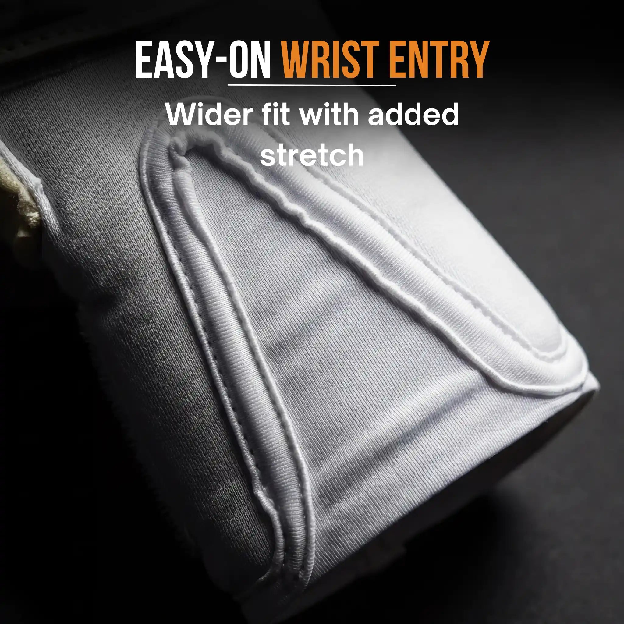 onekeeper solid white wrist support with text on an orange background