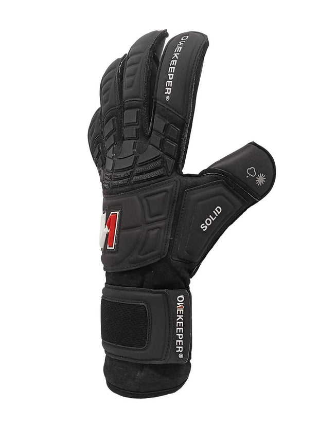 All Black Hybrid Cut Pro-Level Goalkeeper Gloves for Youth and Adults - ONEKEEPER SOLID Black - ONEKEEPER USA