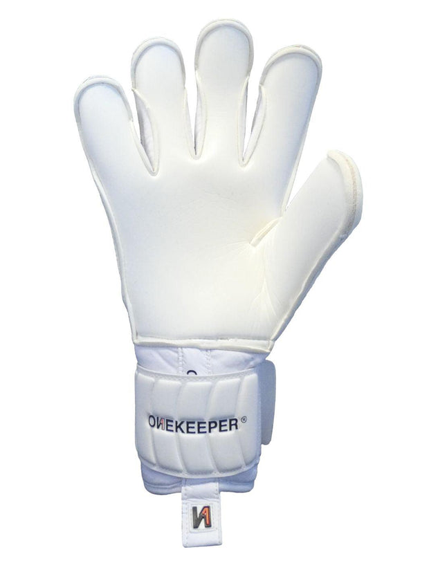 Professional Goalkeeper Gloves ONEKEEPER Solid White for Kids / Junior Fusion Cut gk