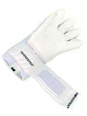 Professional Goalkeeper Gloves ONEKEEPER Solid White Fusion Cut gk