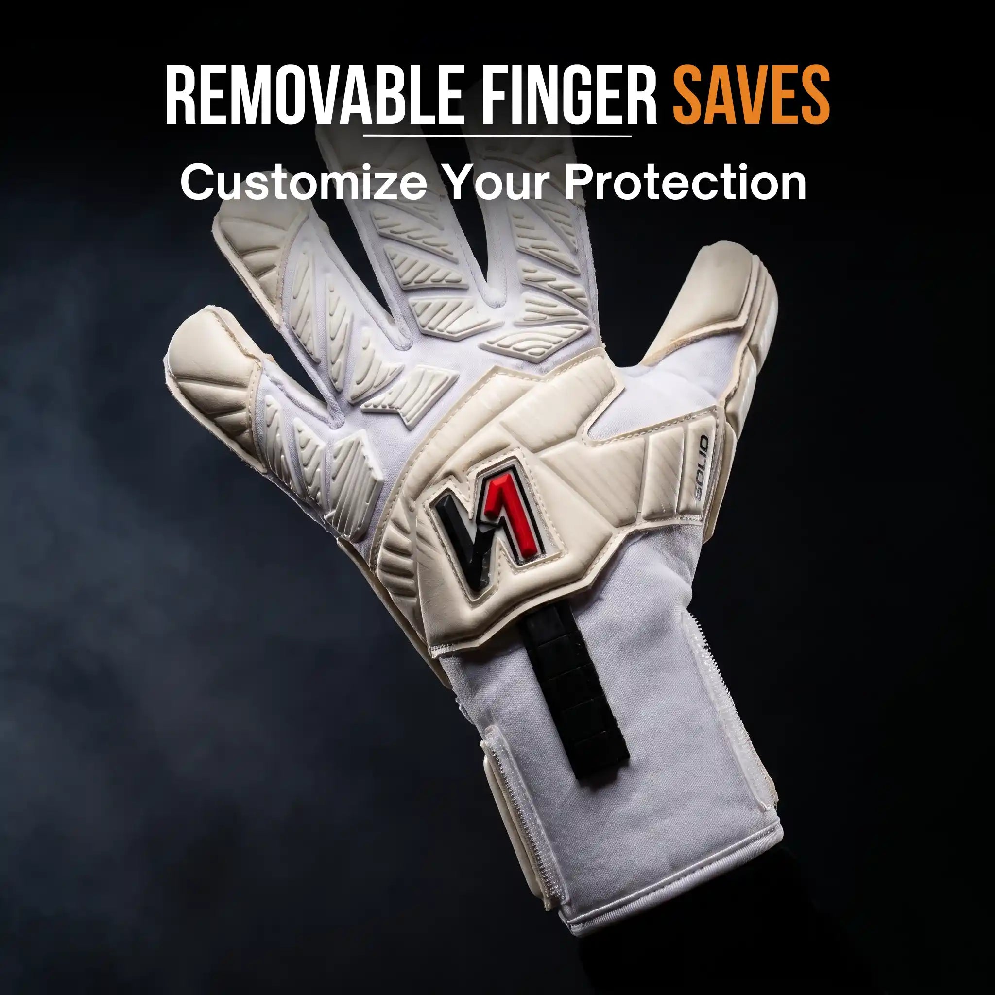 Solid White with Finger Protection & Soft-Flex Backhand Goalkeeper Gloves