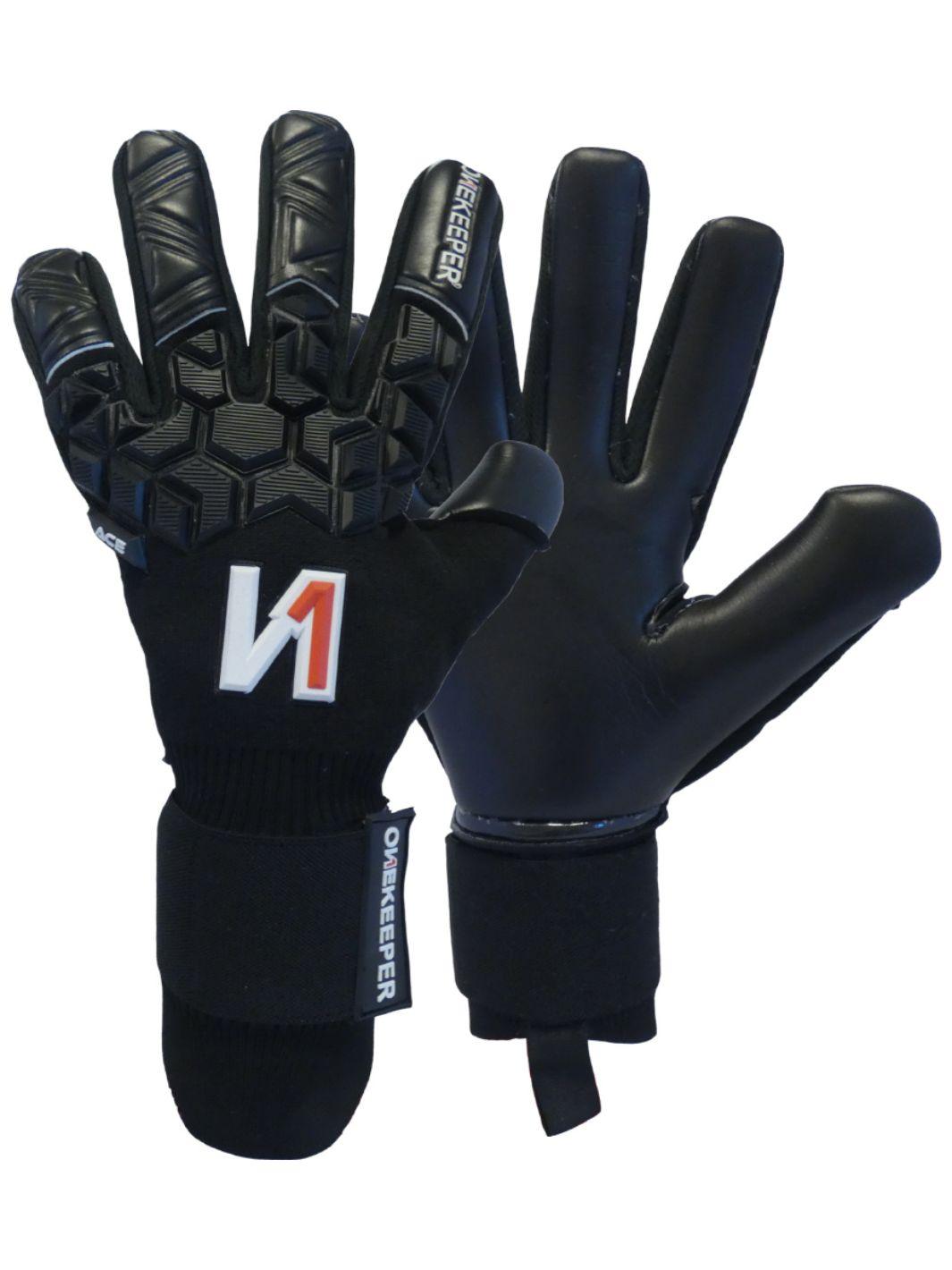 All Black Negative Cut Pro-Level Goalkeeper Gloves - ONEKEEPER ACE Black - ONEKEEPER USA