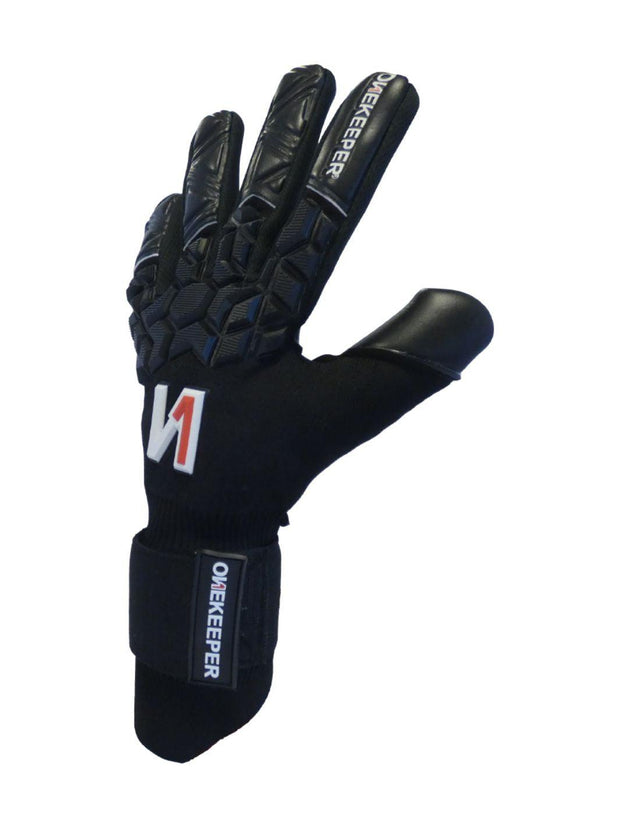 All Black Negative Cut Pro-Level Goalkeeper Gloves - ONEKEEPER ACE Black - ONEKEEPER USA