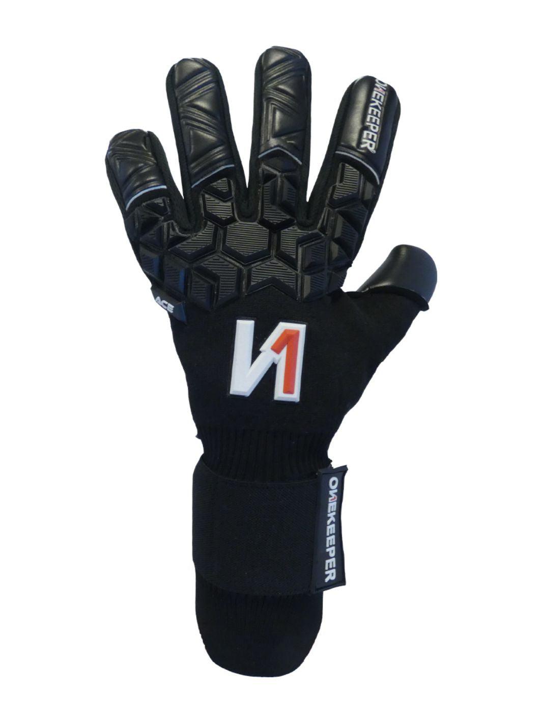 ONEKEEPER ACE Black - All Black Negative Cut Pro-Level Goalkeeper Gloves - ONEKEEPER USA