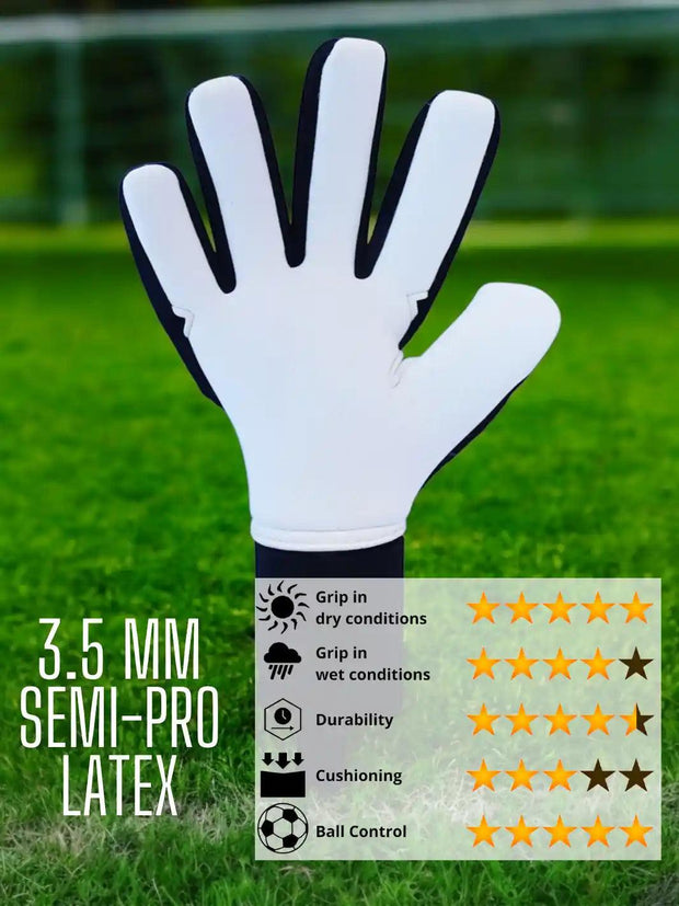 ONEKEEPER ACE Black and White - Negative Cut Pro-Level Goalkeeper Gloves for Youth and Adults - ONEKEEPER USA