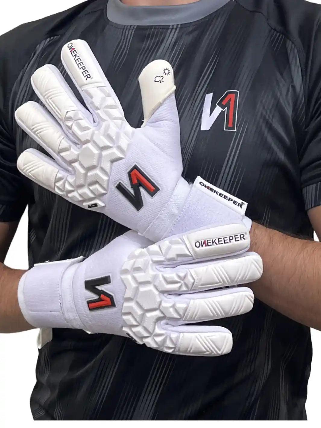 ONEKEEPER ACE White - All White Negative Cut Pro-Level Goalkeeper Gloves - ONEKEEPER USA