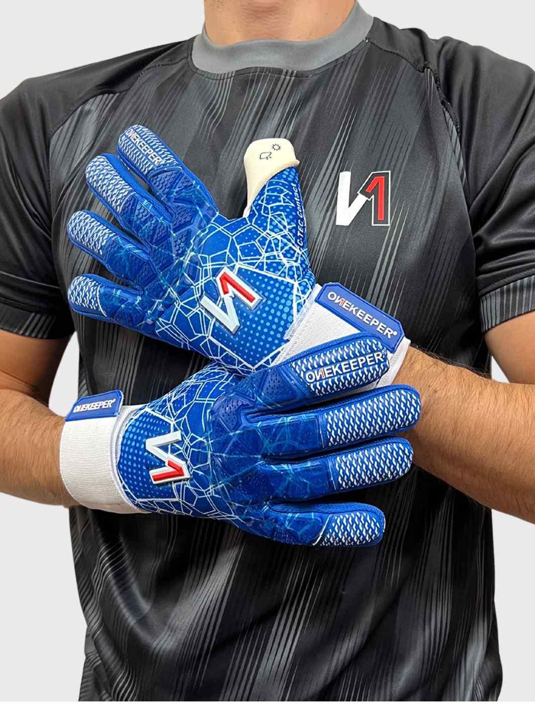 ONEKEEPER C-TEC Blue and White - Pro Goalkeeper Gloves for Kids & Adults - ONEKEEPER USA