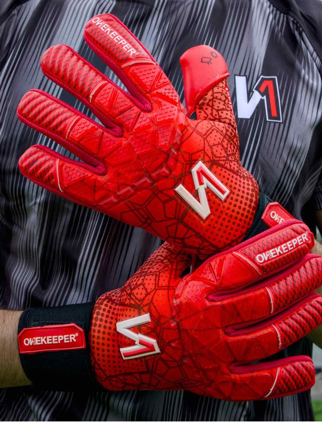 ONEKEEPER C-TEC Contact Pro All Red - Professional Level Goalkeeper Gloves - ONEKEEPER USA