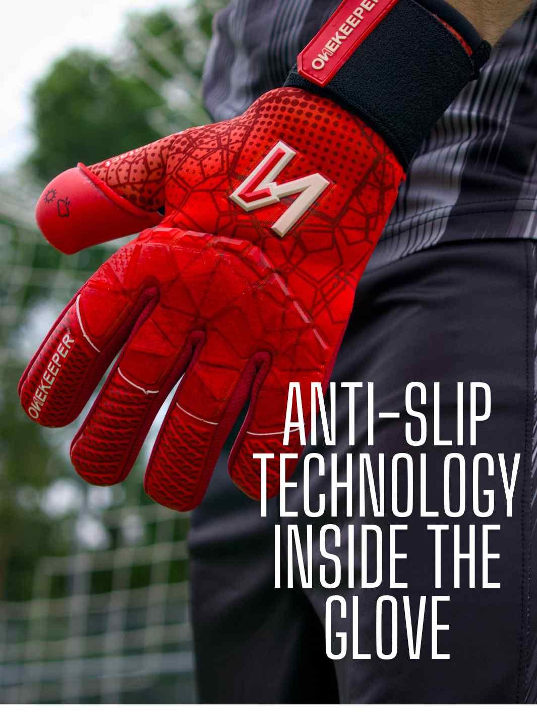 ONEKEEPER C-TEC Contact Pro All Red - Professional Level Goalkeeper Gloves - ONEKEEPER USA