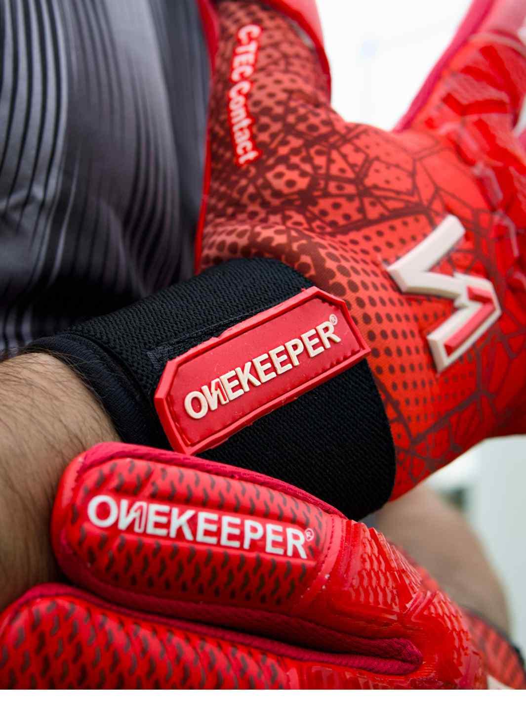 ONEKEEPER C-TEC Contact Pro All Red - Professional Level Goalkeeper Gloves - ONEKEEPER USA