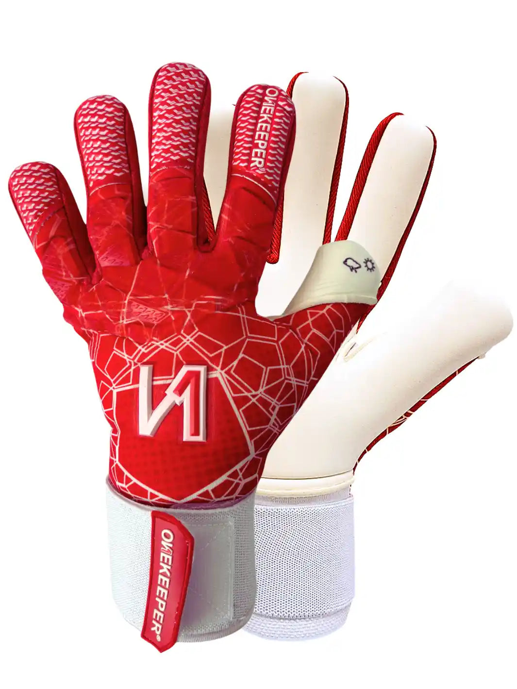 ONEKEEPER C-TEC Red and White - Pro Goalkeeper Gloves for Kids & Adults - ONEKEEPER USA