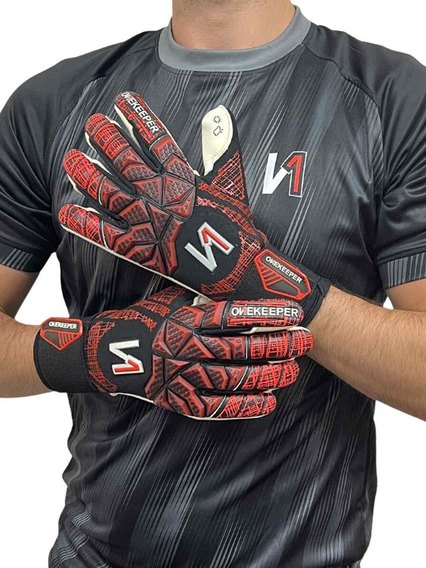 ONEKEEPER Finaty Red - Negative Cut Red and White Pro-Level Goalkeeper Gloves for Kids, Youth and Adults - ONEKEEPER USA