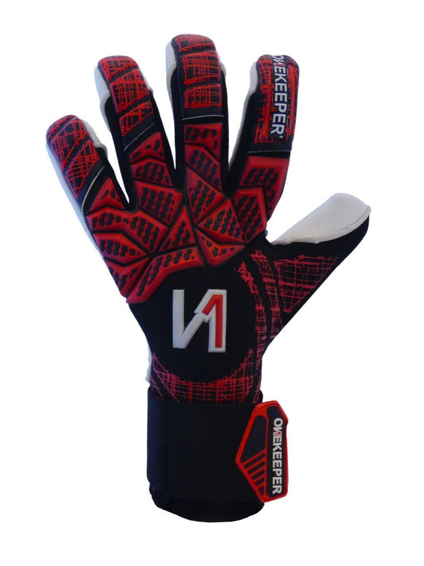 ONEKEEPER Finaty Red - Negative Cut Red and White Pro-Level Goalkeeper Gloves for Kids, Youth and Adults - ONEKEEPER USA