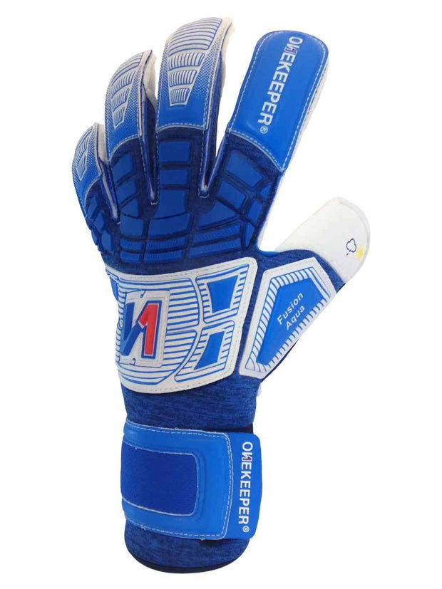 ONEKEEPER Fusion Aqua - Pro-Level Hybrid Cut Soccer Goalkeeper Gloves for Wet Weather Conditions - ONEKEEPER USA