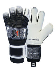 ONEKEEPER FUSION Contact Black - Black and White Hybrid Cut Pro-Level Goalkeeper Gloves - ONEKEEPER USA