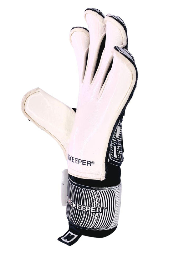 ONEKEEPER FUSION Contact Black - Black and White Hybrid Cut Pro-Level Goalkeeper Gloves - ONEKEEPER USA