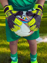 ONEKEEPER FUSION Junior Yellow & Black with Fingersaves | Semi Pro-Level German Latex | Spines Sold Separately - ONEKEEPER USA