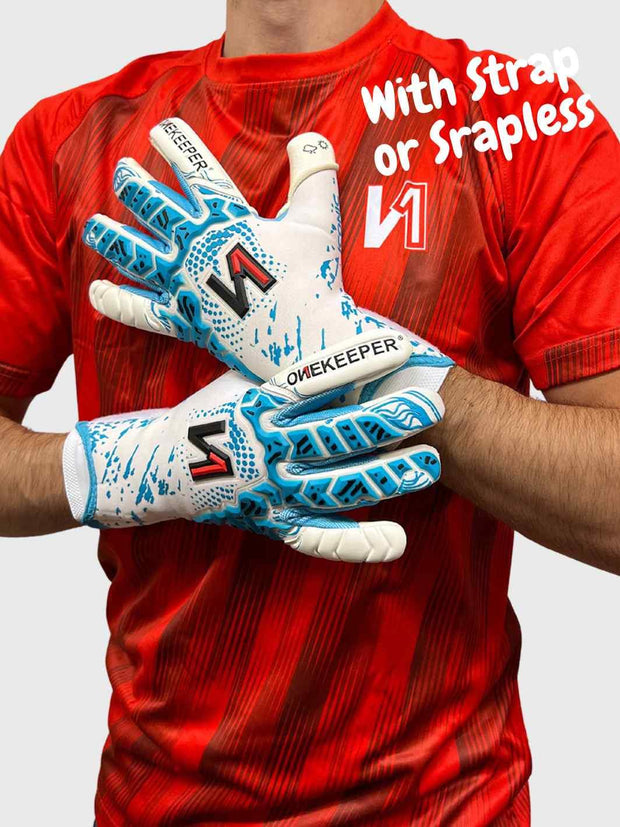 ONEKEEPER Iconic - Snug Fit - Negative Cut Blue Pro-Level Golie Gloves for Kids, Youth and Adults - ONEKEEPER USA