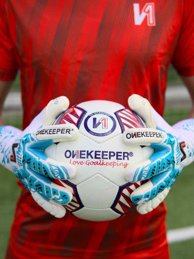 ONEKEEPER Iconic - Snug Fit - Negative Cut Blue Pro-Level Golie Gloves for Kids, Youth and Adults - ONEKEEPER USA