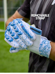 ONEKEEPER Orion Blue & White - Removable Strap - Negative Cut Pro-Level Goalkeeper Gloves for Juniors, Youth and Adults - ONEKEEPER USA