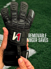 ONEKEEPER Solid Black Hybrid Cut Pro-Level Goalkeeper Gloves with Removable Finger-Save Spines for Soccer & Futsal, Unisex for All Ages (Spines Not Included) - ONEKEEPER USA