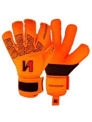 Goalkeeper gloves for kids / junior ONEKEEPER Vector Pupil Orange Fluo with extra protective layer on the palm gk