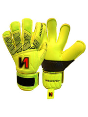 Goalkeeper gloves for kids / junior ONEKEEPER Vector Pupil Yellow Fluo with extra protective layer on the palm gk