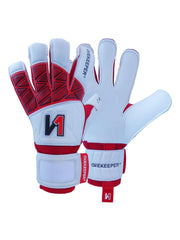 ONEKEEPER VECTOR White and Red - Hybrid Cut High-Performance Goalkeeper Gloves for Youth and Adults - ONEKEEPER USA