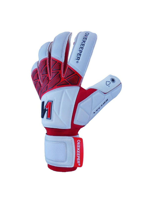 ONEKEEPER VECTOR White and Red - Hybrid Cut High-Performance Goalkeeper Gloves for Youth and Adults - ONEKEEPER USA