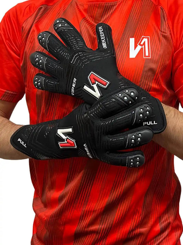 ONEKEEPER Viper Black - Strap or Strapless Negative Cut Pro-Level Goalkeeper Gloves for Kids, Youth and Adults - ONEKEEPER USA