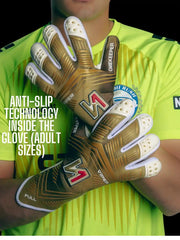 ONEKEEPER Viper Gold and White - Strap or Strapless Negative Cut Pro-Level Goalkeeper Gloves for Kids, Youth and Adults - ONEKEEPER USA