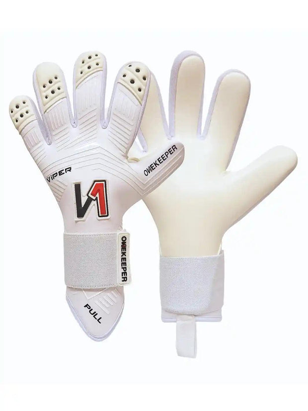 ONEKEEPER Viper White - Strap or Strapless Negative Cut Pro-Level Goalkeeper Gloves for Kids, Youth and Adults - ONEKEEPER USA