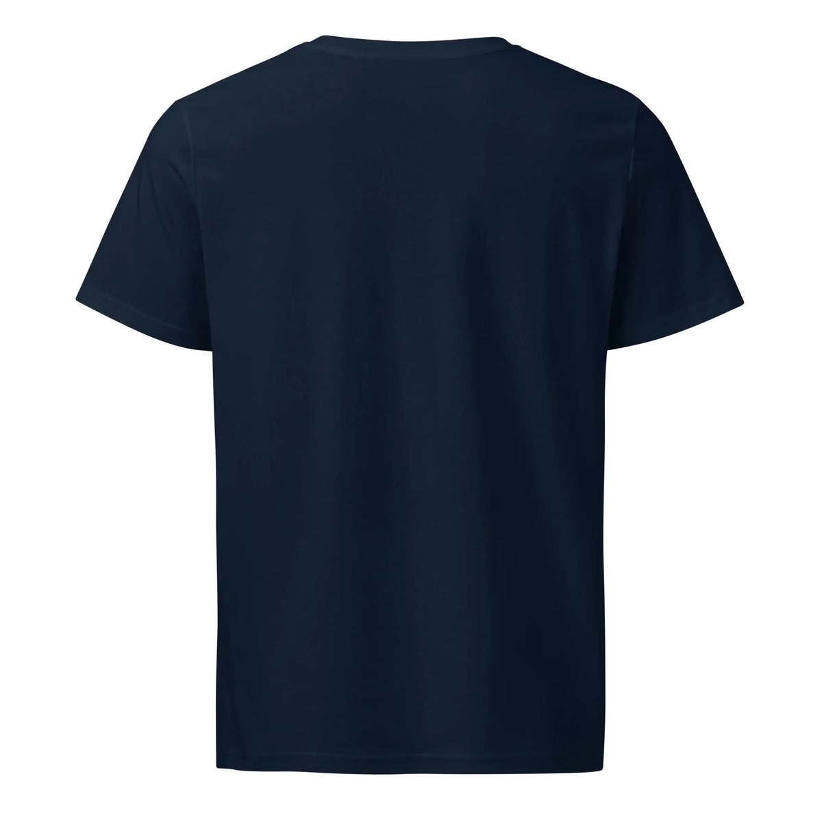 Navy blue youth soccer t-shirt, plain back view for team wear or goalkeeper gear